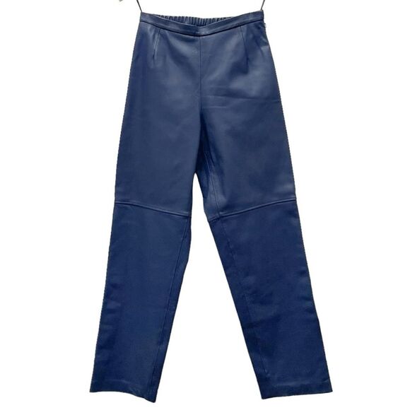 Vintage Terry Lewis Classic Luxuries 100% Leather Dress Pants Indigo Blue Size 6 - Picture 1 of 11